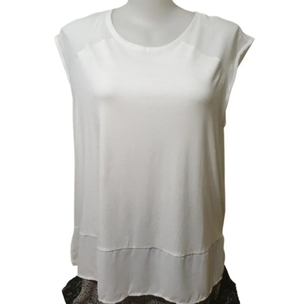 BASQUE AU-20 White Sleeveless Blouse Top Round Neck NWOT - Picture 11 of 11